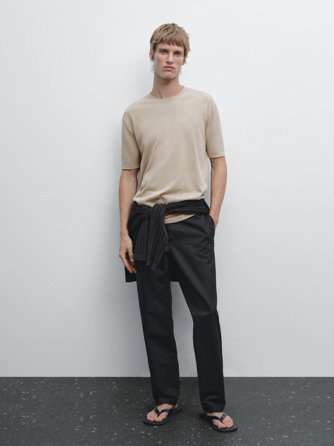 

Футболка из 100% хлопкового трикотажа Massimo Dutti, бежевый