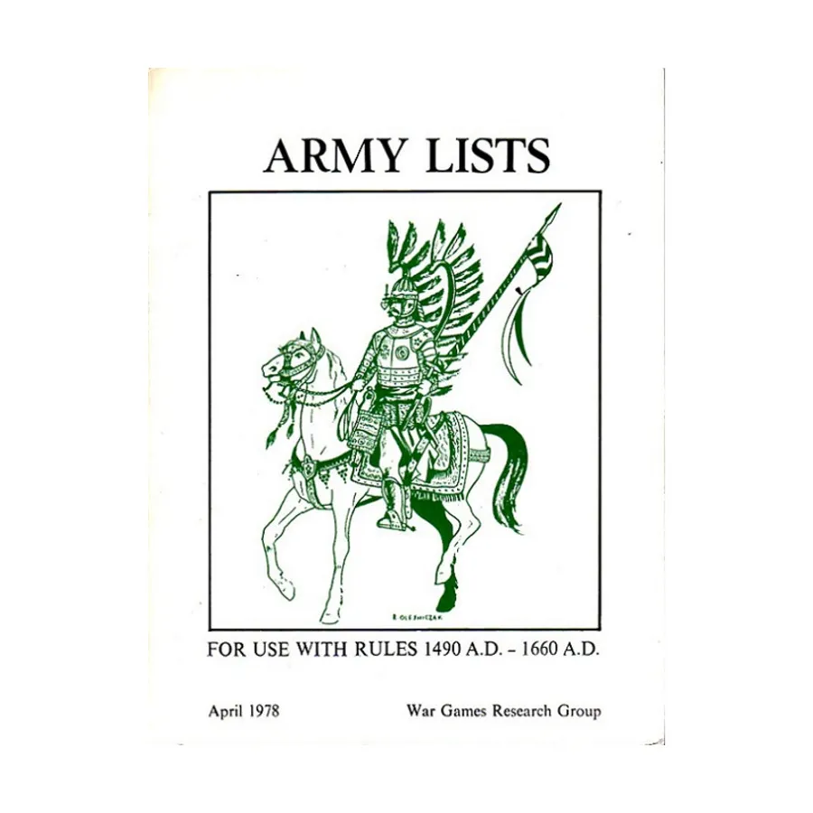 

Армейские списки – 1490-1660 гг. н.э., War Games Rules (Wargames Research Group)
