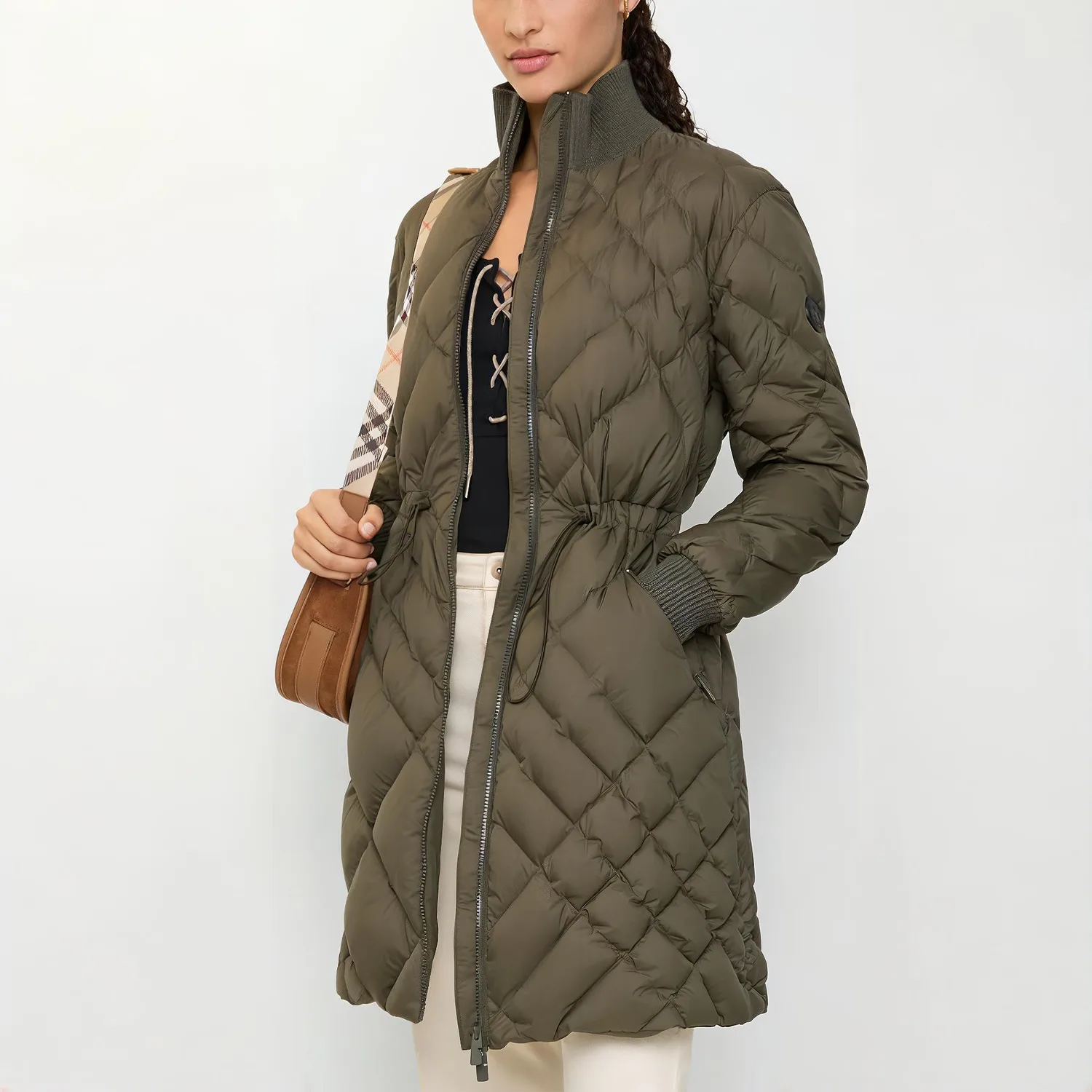 Куртка-пуховик Burberry Danesbury в клетку, стиль главной улицы, Marsh Green — фото 3