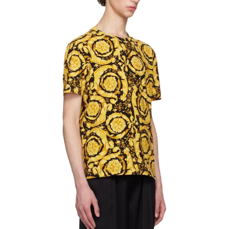 Футболка Barocco с принтом VERSACE, желтая — фото 3