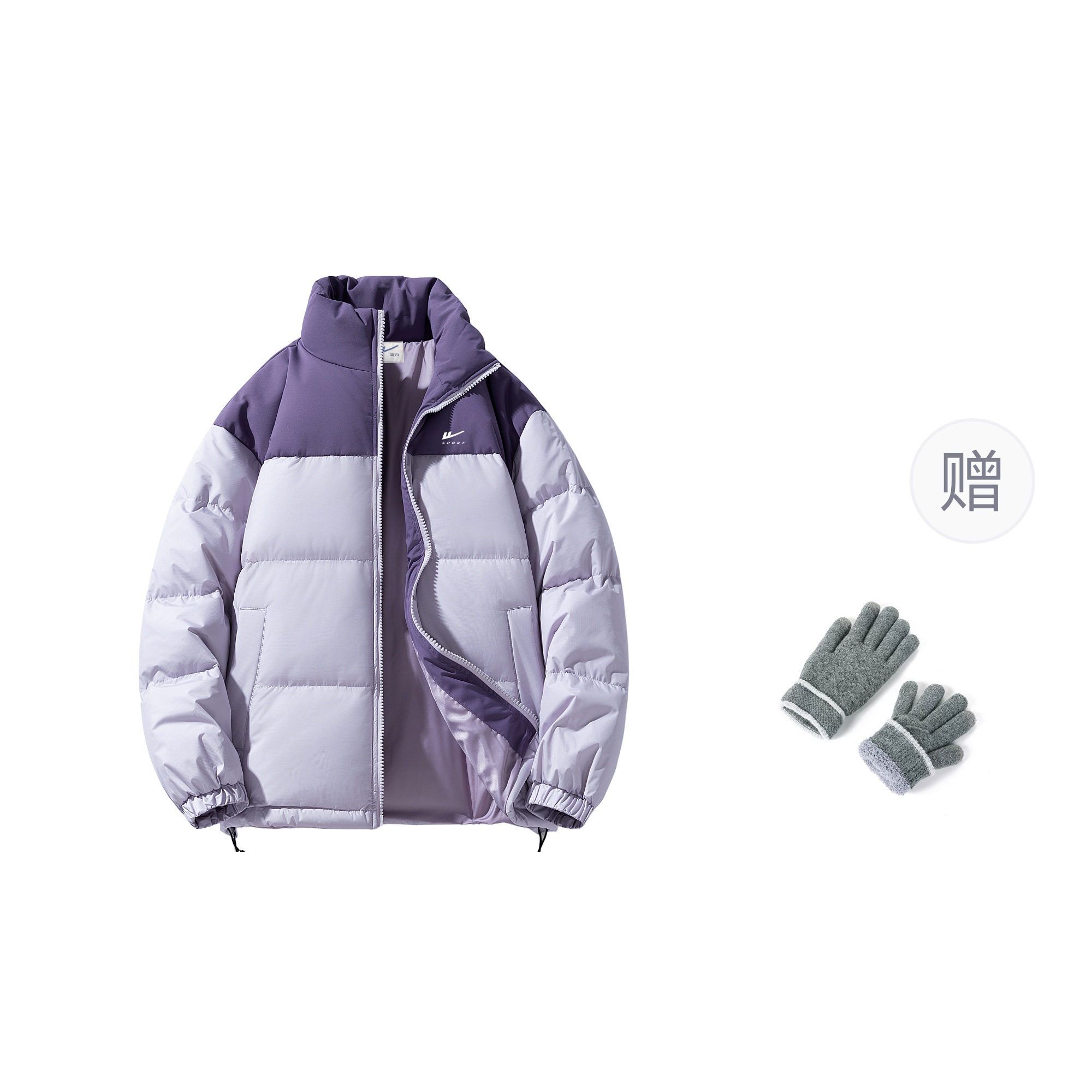 

WARRIOR Пуховик Unisex из коллекции Huichao Riding The Wind, Light Purple[LOGO Version]