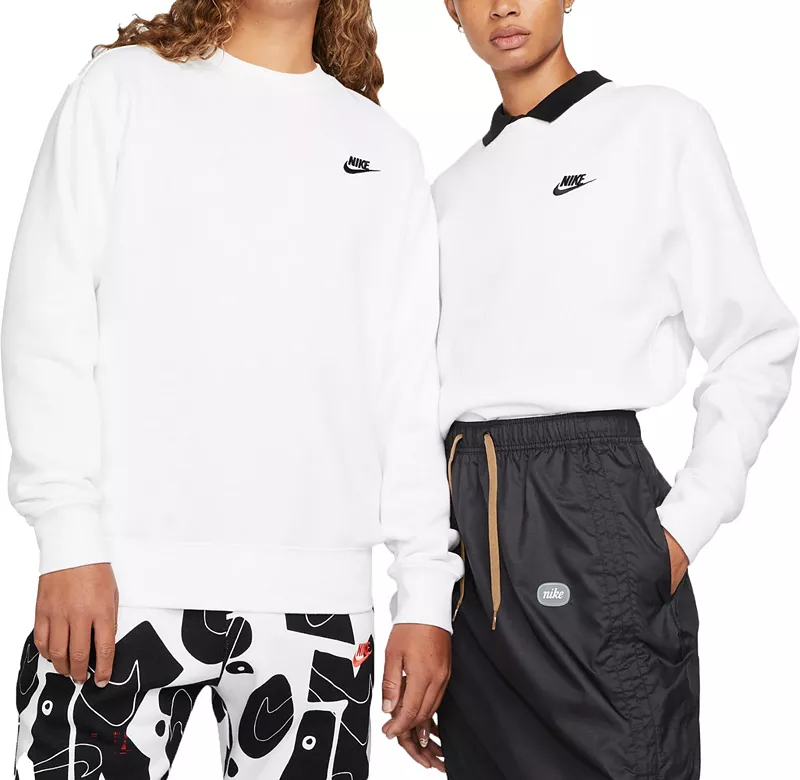 

Мужская флисовая толстовка с круглым вырезом Nike Sportswear Club, белый/черный