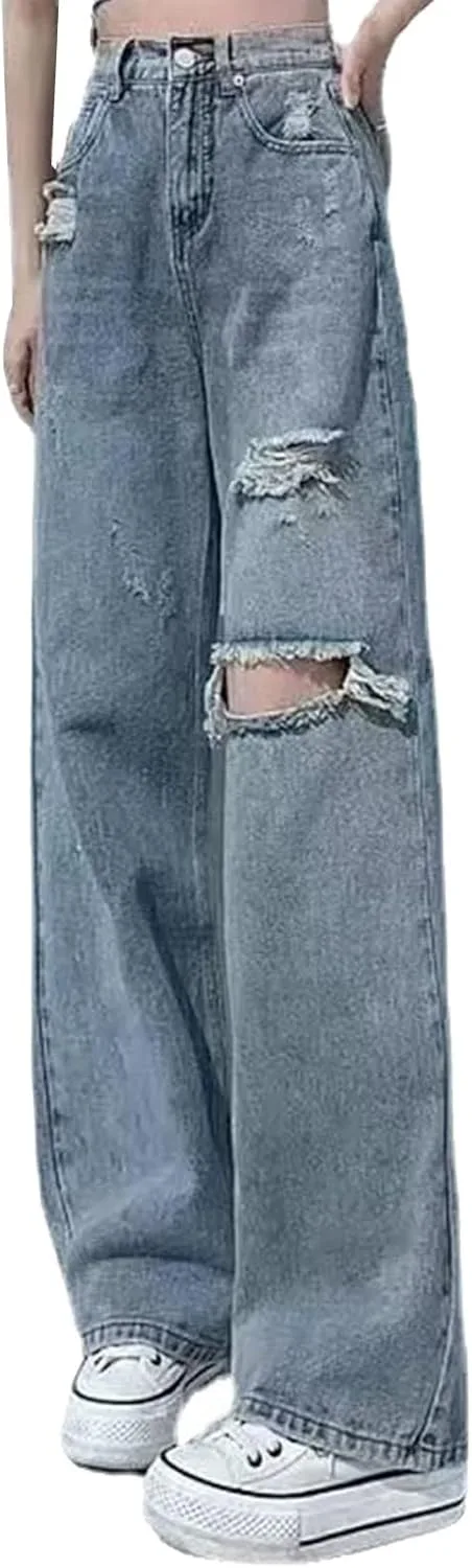 

Женские джинсы Y2k в стиле бойфренд прямые широкие