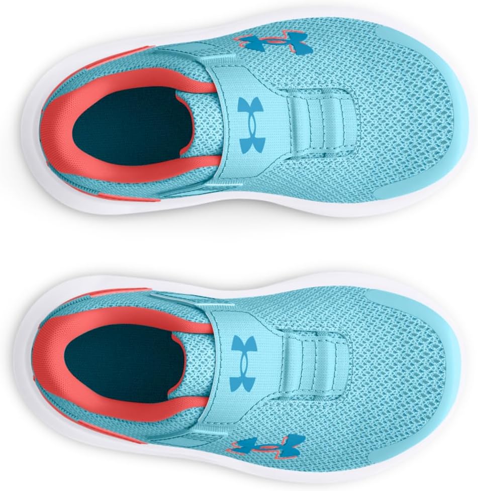 Детские кроссовки Under Armour Baby Girls' Surge 4 с альтернативной застежкой, (400) Sky Blue/Coho/Capri — фото 4