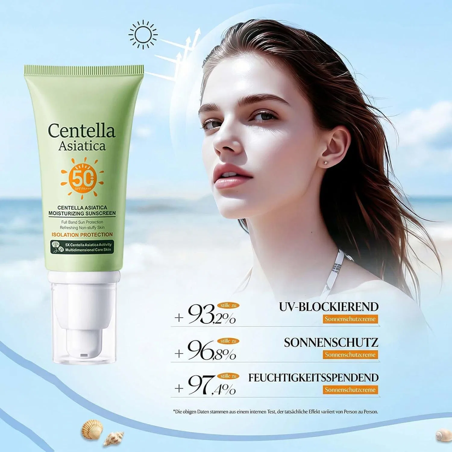 Солнцезащитный крем для лица с центеллой азиатской SPF 50 Soleneva — фото 3
