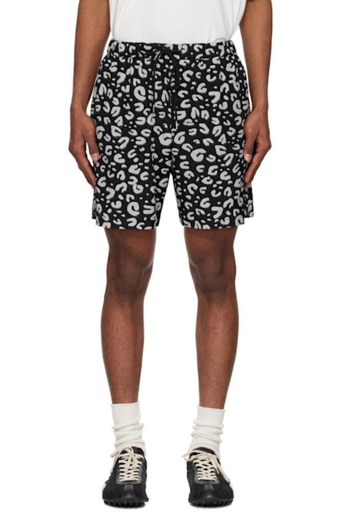 

Шорты с леопардовым принтом черного и серого цвета TAKAHIROMIYASHITA TheSoloist.