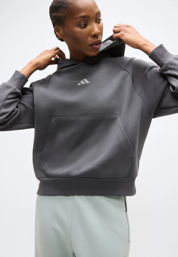 Толстовка стадиона Adidas Sportswear, Grey Six/Tropic Bloom/Grey — фото 4