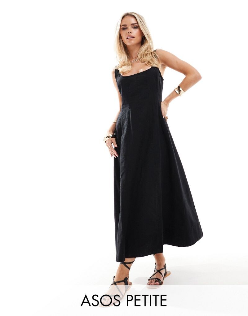 

Черный теннисный сарафан макси со швами ASOS DESIGN Petite