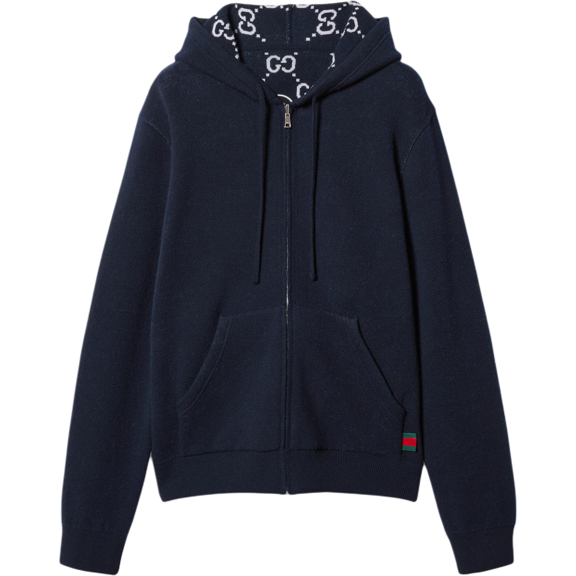 

GUCCI Двусторонняя худи с длинными рукавами на молнии, Dark Blue