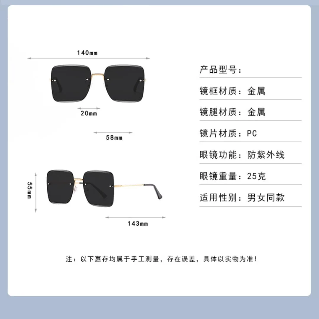 

Винтажные солнцезащитные очки без оправы для женщин, модные, большие, классические, с градиентным переходом цвета, защита от УФ-излучения UV400 TKKTLLT, C3