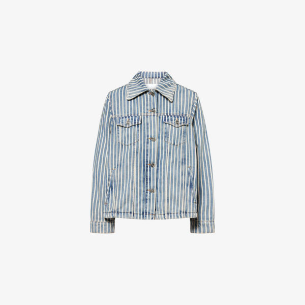 

Полосатая джинсовая куртка Ganni, цвет soft chambray
