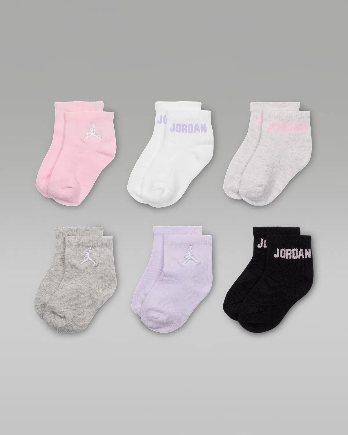 Baby /Toddler Ankle Socks (6 Pairs) Jordan Everyday Essentials, Pink Foam