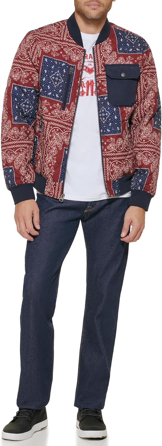 Мужская куртка-бомбер Levi's с ромбовидной стежкой, Burgundy Bandana — фото 4