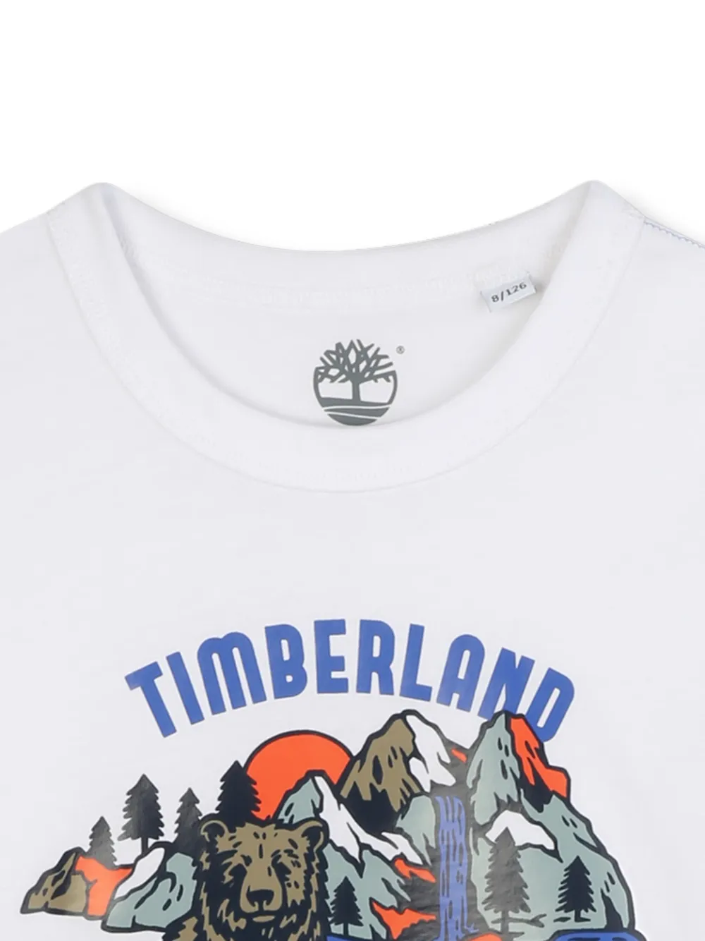 Футболка с изображением медведя Timberland Kids, белый — фото 3
