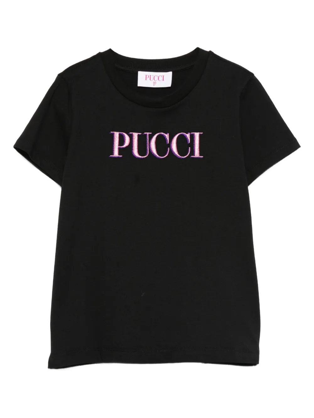 

Футболка с вышитым логотипом PUCCI Junior, черный