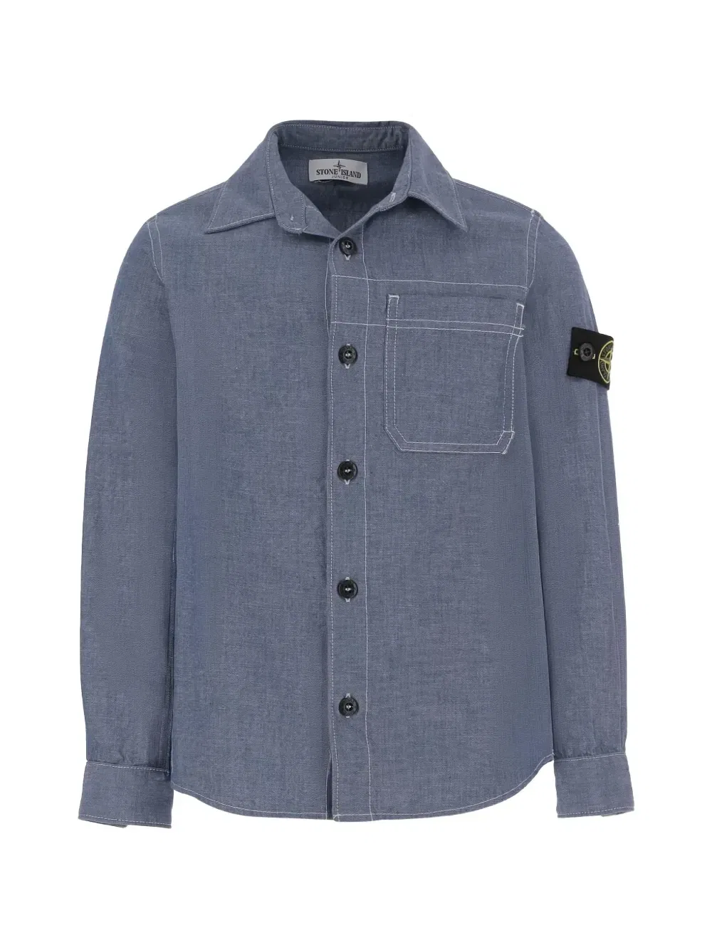 Рубашка с нагрудным карманом Stone Island Junior, синий
