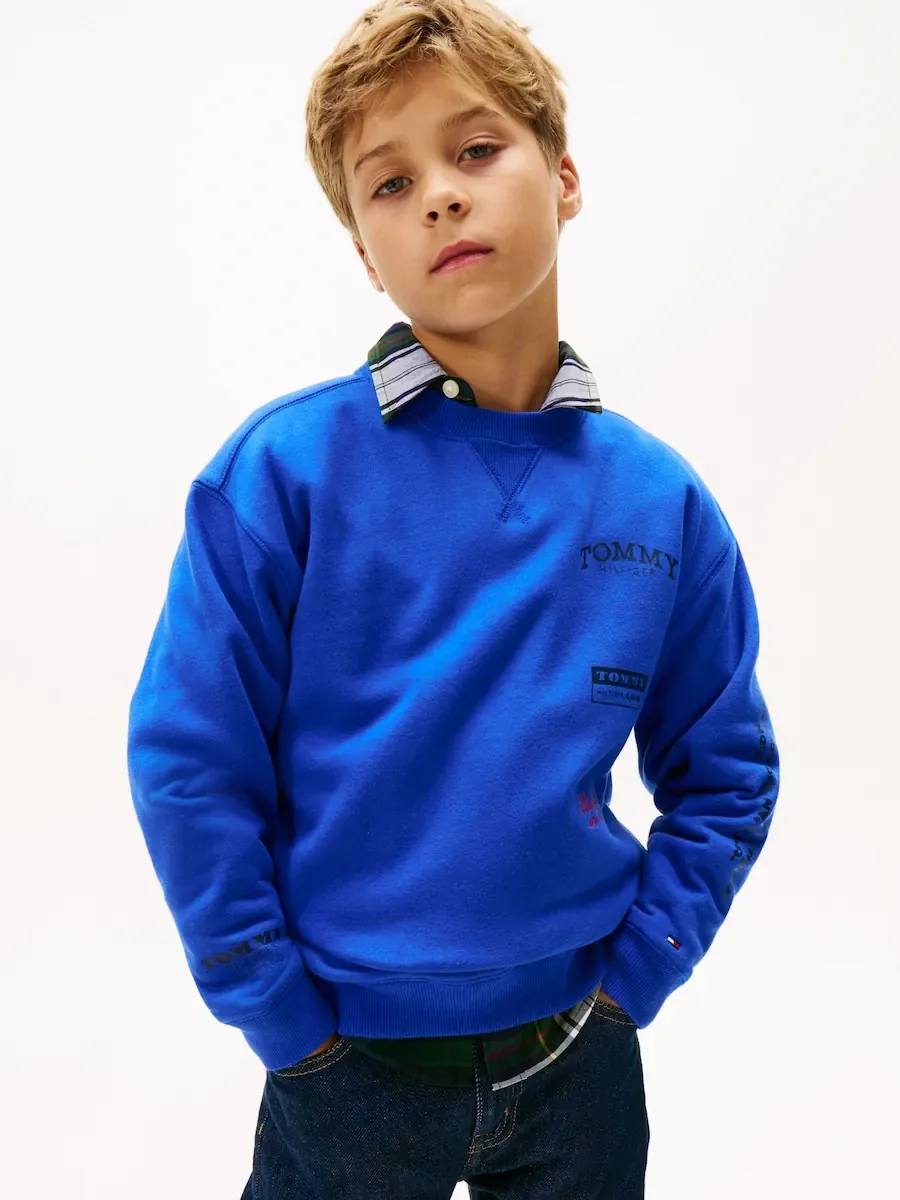 Детская толстовка с графическими рисунками Tommy Hilfiger, синий