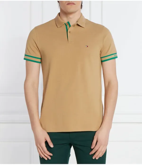 Манжета поло МОНОТИПА slim fit Tommy Hilfiger, бежевый