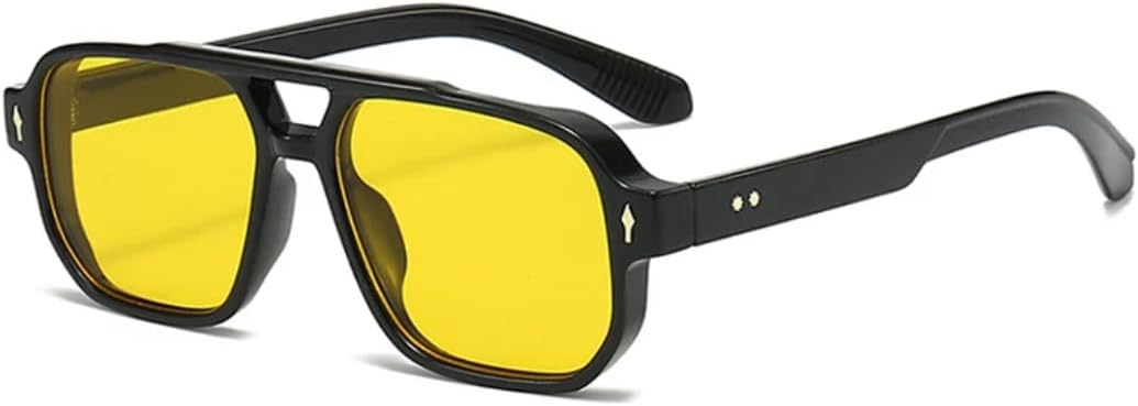 

Солнцезащитные очки для мужчин и женщин - защита UV400 - двойные перемычки, прозрачные линзы с градиентом Ocean, для занятий спортом на открытом воздухе и вождения DSVIGF, Black Yellow