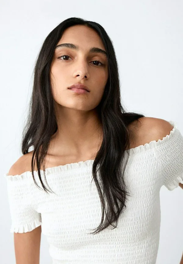 Базовая футболка для подростков Mango Kids, Off White — фото 4