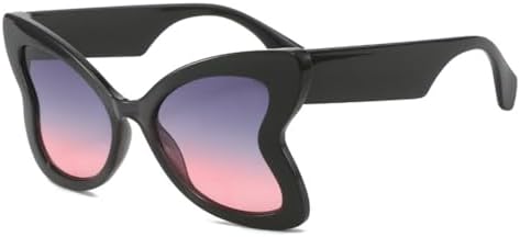 

HaoLMi - Женские солнцезащитные очки в стиле панк "кошачий глаз" для женщин, винтажные очки в стиле стимпанк, солнцезащитные очки с защитой от УФ-излучения UV400, Black Grey