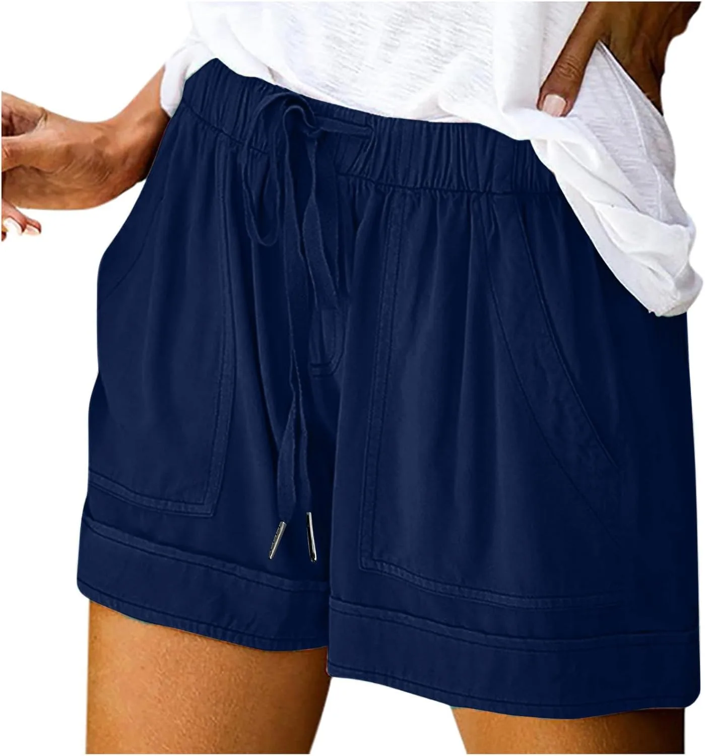 

Женские спортивные шорты с высокой талией и шнурком