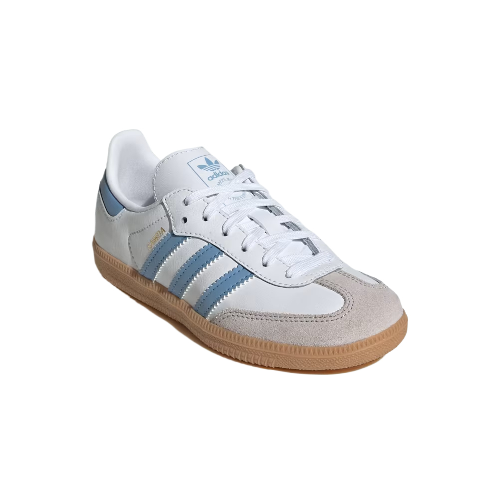 Adidas Originals Кроссовки для скейтбординга SAMBA OG Low top детские, цвет Cloud White Gray Blue, для детей 3-7 лет — фото 3