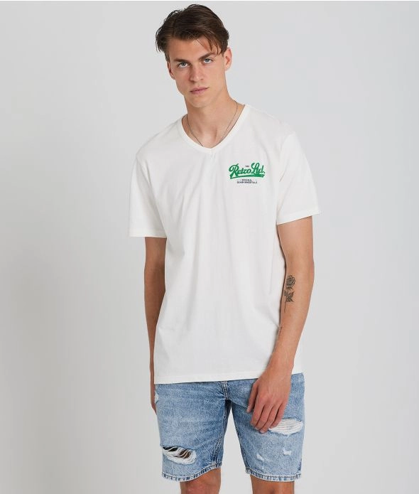 

Футболка с V-образным вырезом Asheville Off White Retro Jeans, белый