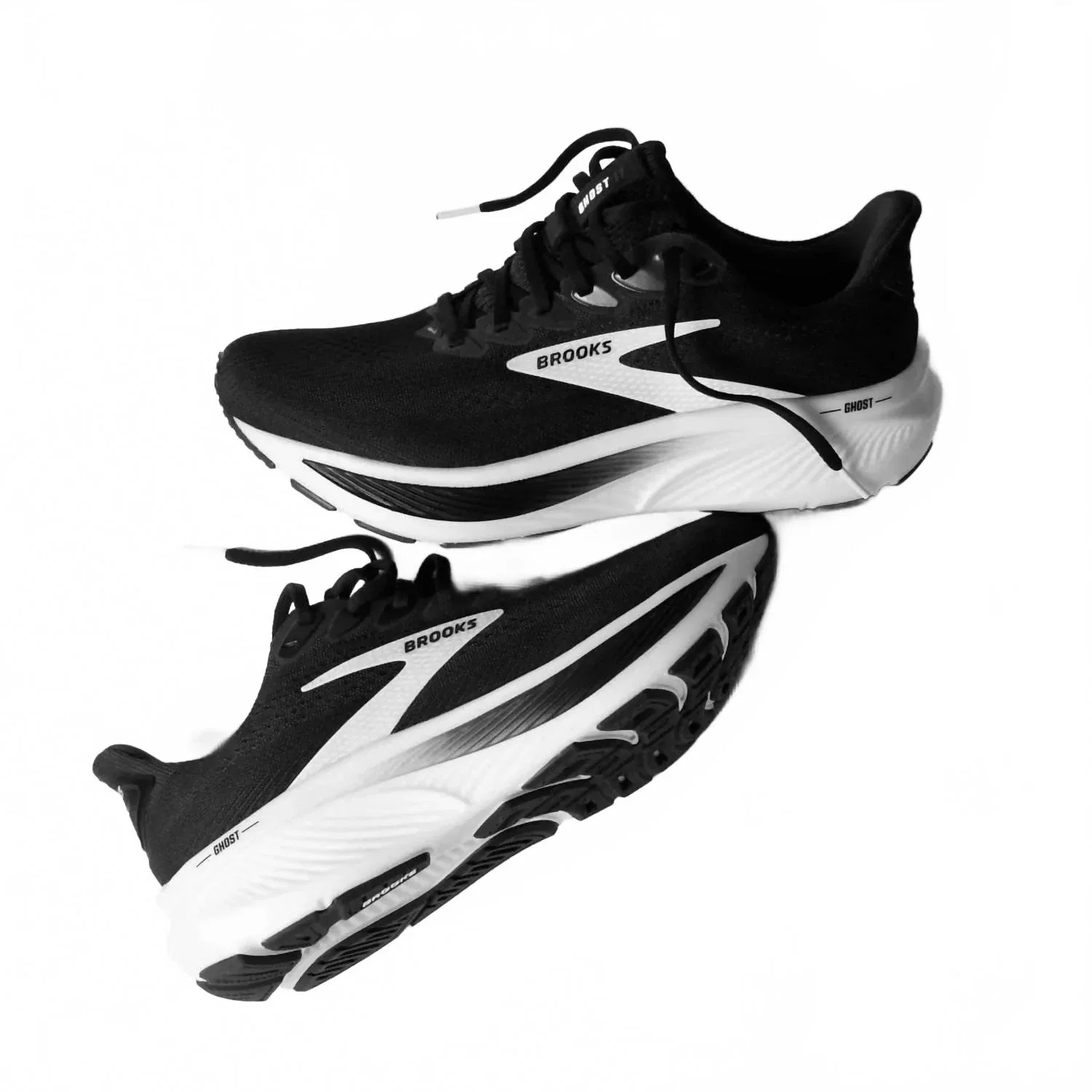 BROOKS Мужские беговые кроссовки Ghost 17 в черно-серо-белом цвете — фото 2