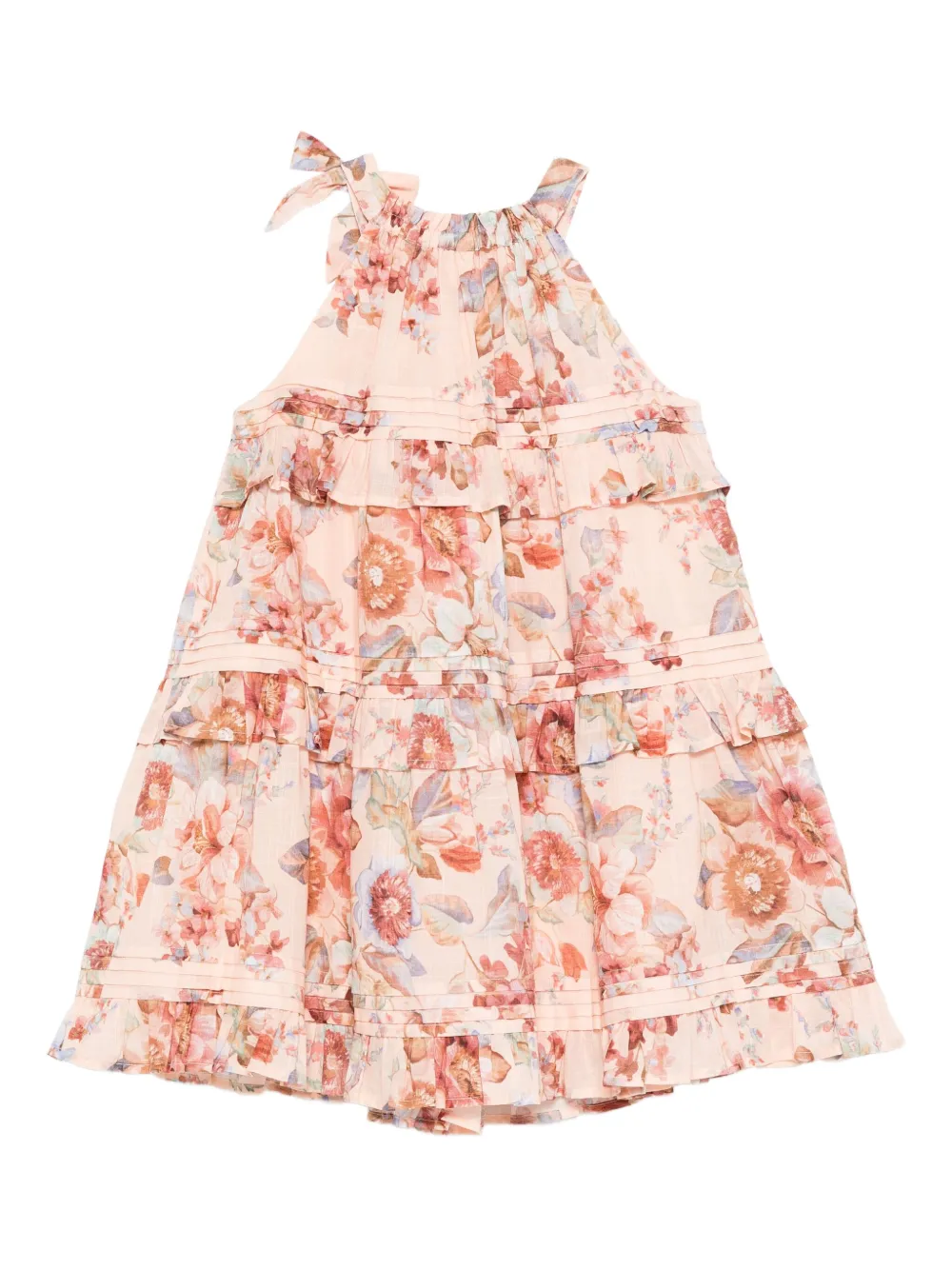 Платье Awaken с оборками и цветочным принтом Zimmermann Kids, розовый — фото 2