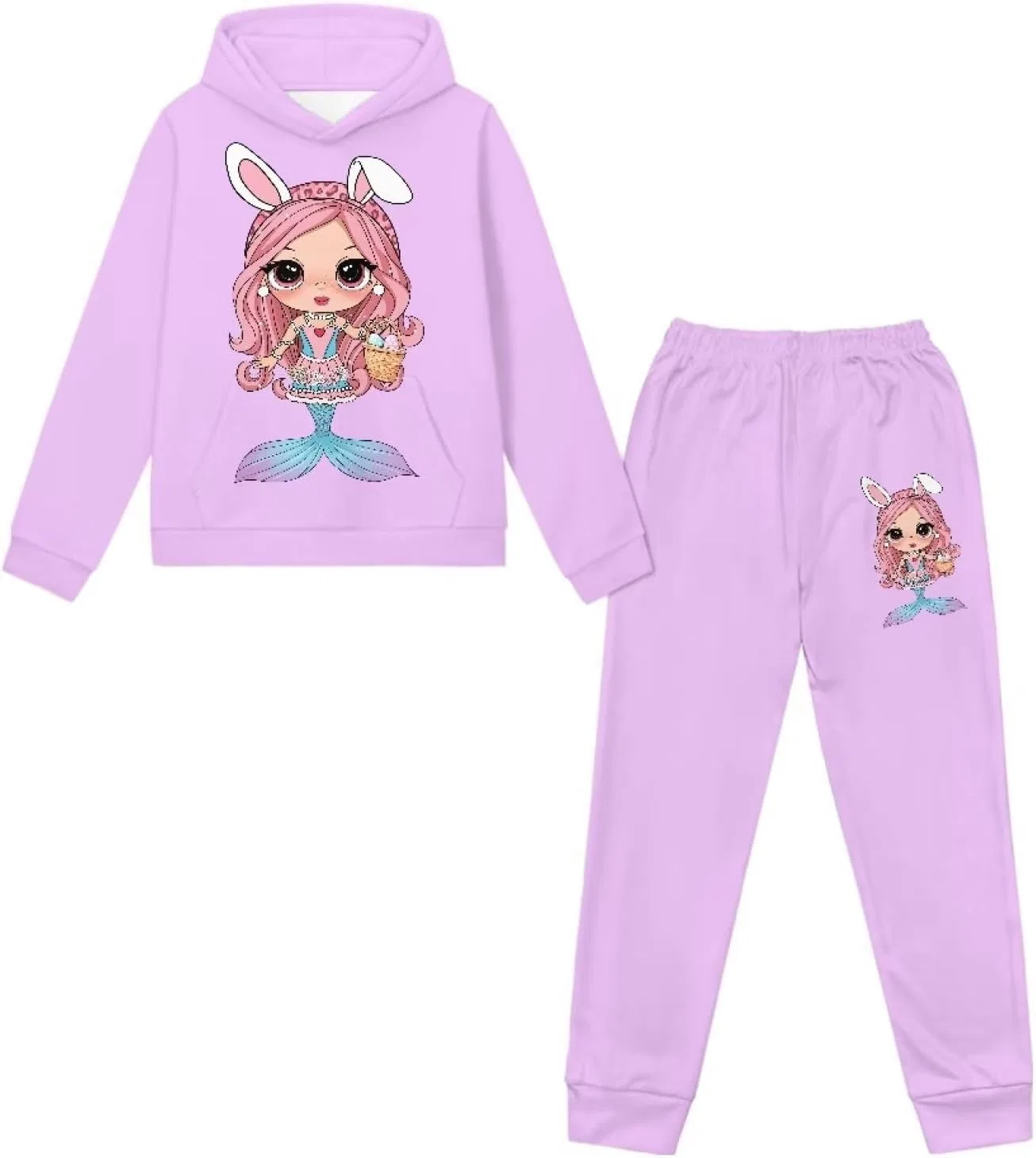 Детский спортивный костюм Uppodwarkid, толстовка и джоггеры, Pink Mermaid — фото 2