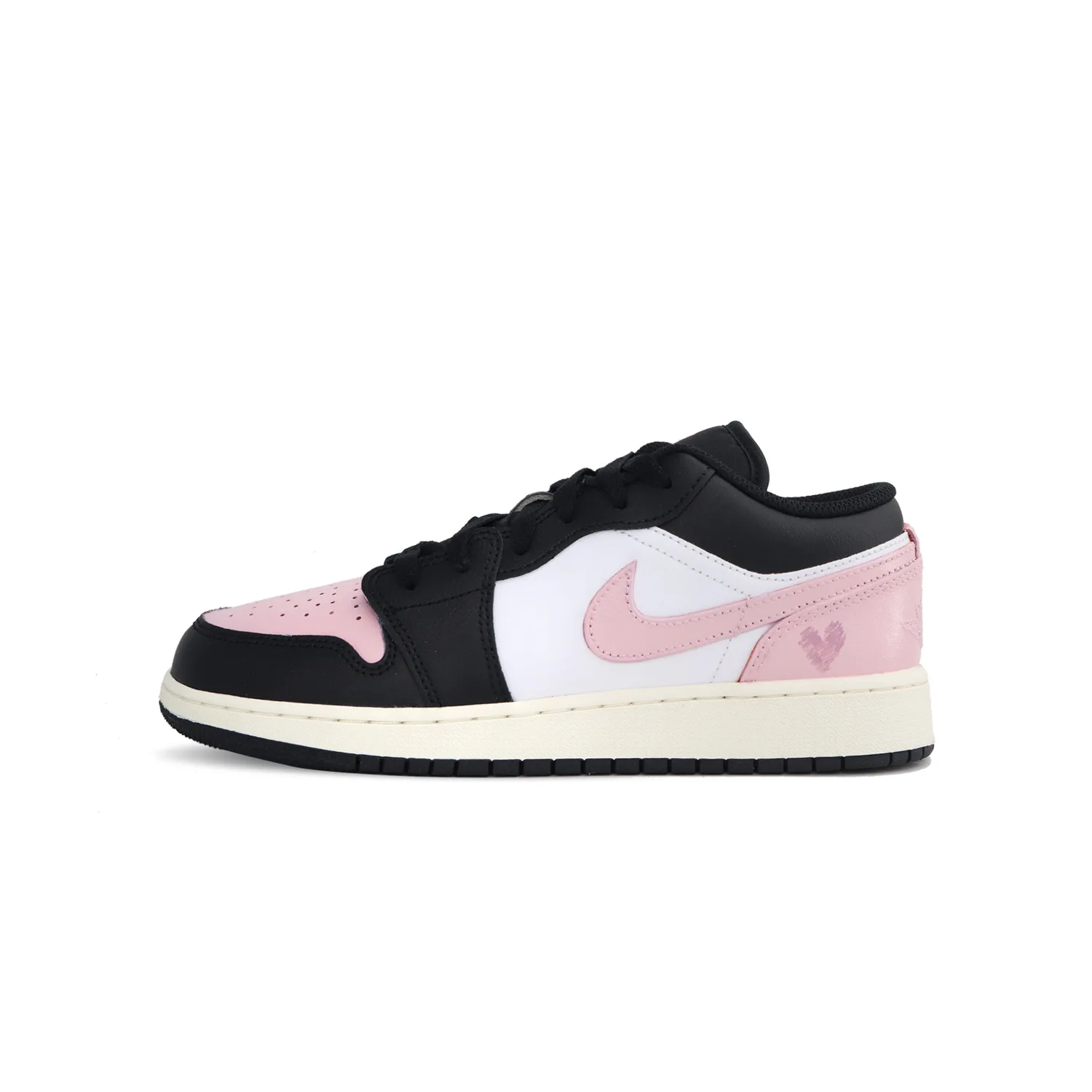 Jordan Air 1 Black Pink Toe, детские баскетбольные кроссовки низкие с противоскользящей и износостойкой подошвой — фото 3
