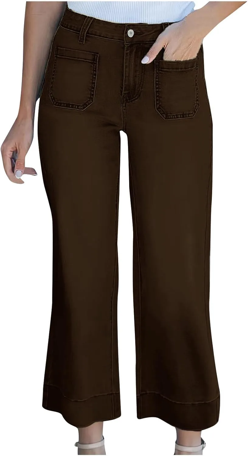 

FZYLQY женские джинсы с высокой талией и широкими штанинами