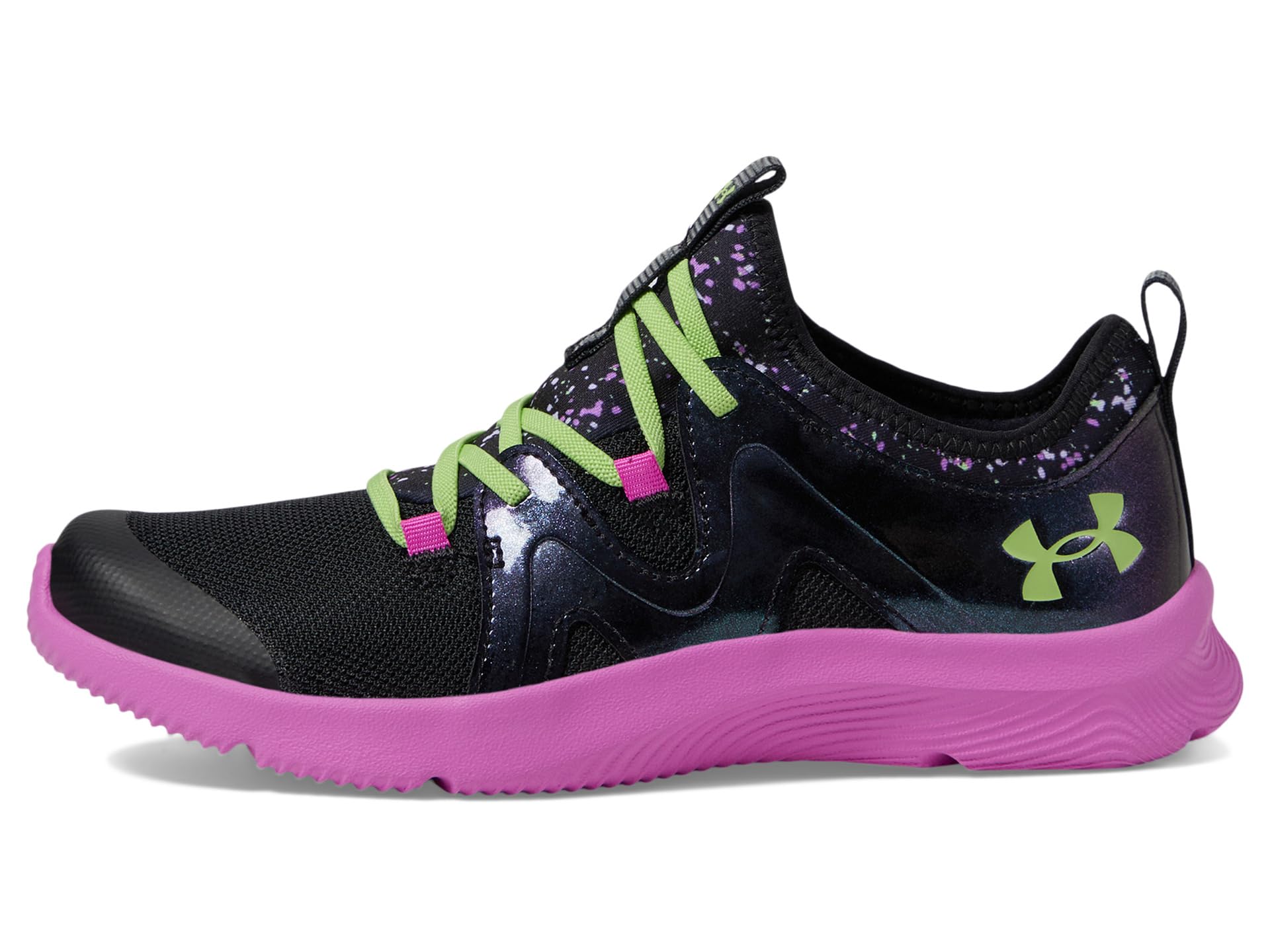 Кроссовки Under Armour Kids Pre School Infinity Alternate Lace, Black/Vivid Magenta/Morph Green — фото 4