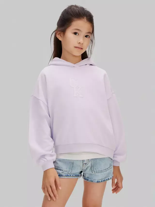 Детская хлопковая толстовка с логотипом, цвет Островная сирень Calvin Klein