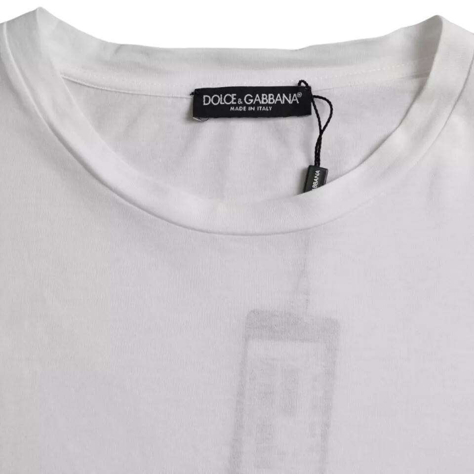 Белая хлопковая футболка с круглым вырезом и коротким рукавом Dolce & Gabbana — фото 3