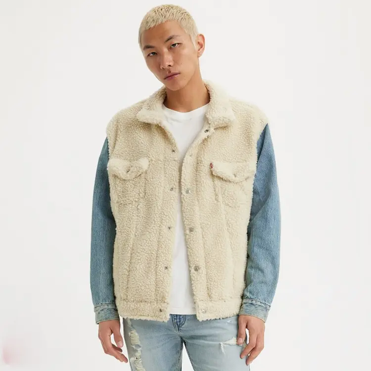 Джинсовая куртка мужская синяя белая разноцветная Levis — фото 4