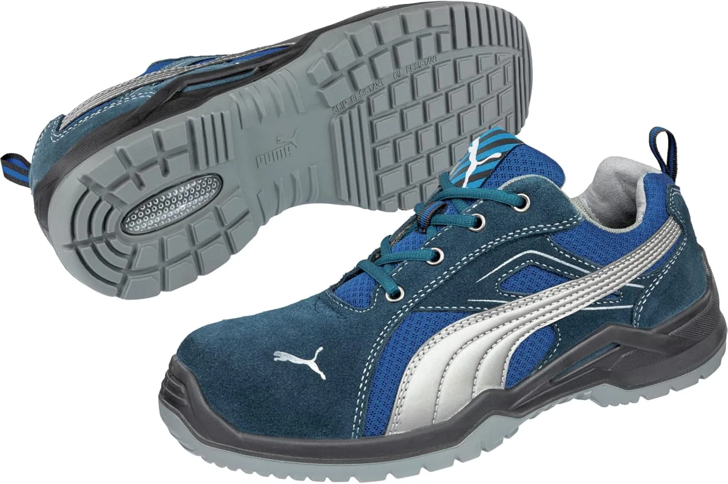 Защитные рабочие ботинки PUMA Safety Omni Low S1P SRC с металлическим носком, дышащие, нескользящие, с защитой от проникновения (мужские), Blue / Silver — фото 3