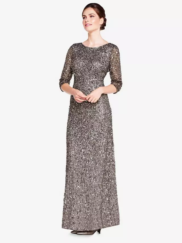 

Платье Adrianna Papell Beaded 3/4 Sleeve Mermaid Maxi, цвет lead