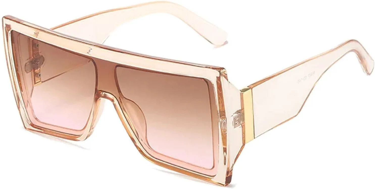 

Крупные солнцезащитные очки для женщин и мужчин, модные, цельные, для активного отдыха, вождения, с защитой от УФ-излучения UV400 TKKTLLT, Champagne Tea Pink