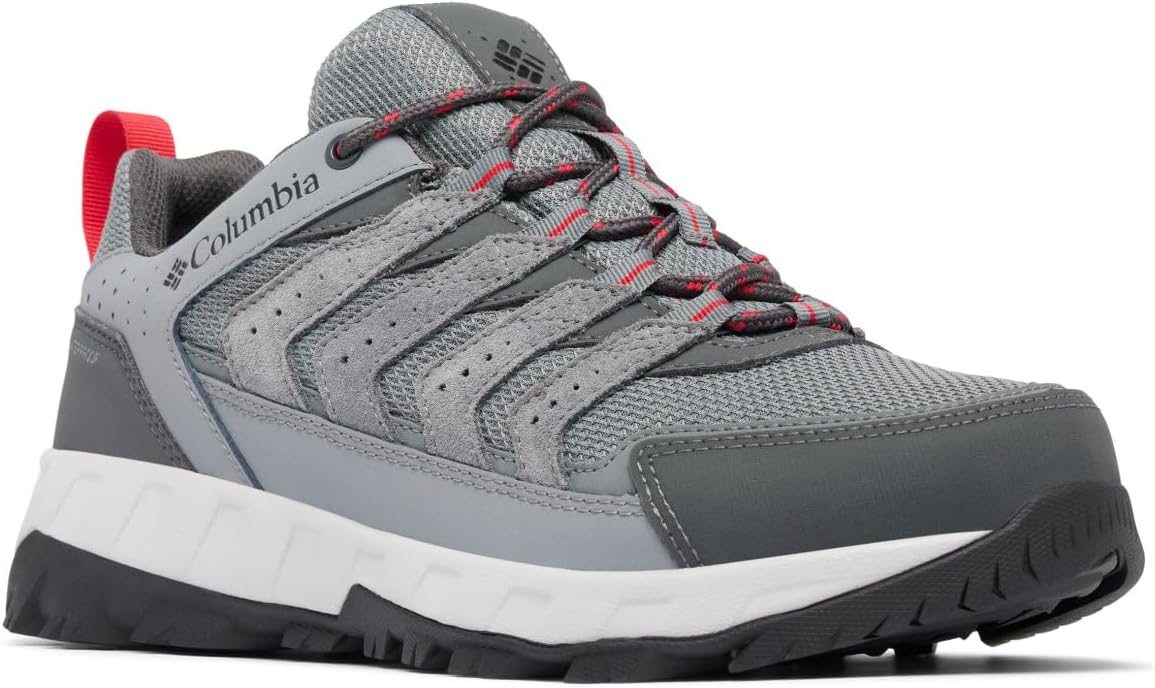 

Columbia мужские Strata Trail Low Waterproof туристические ботинки, Titanium Grey Steel/Mountain Red