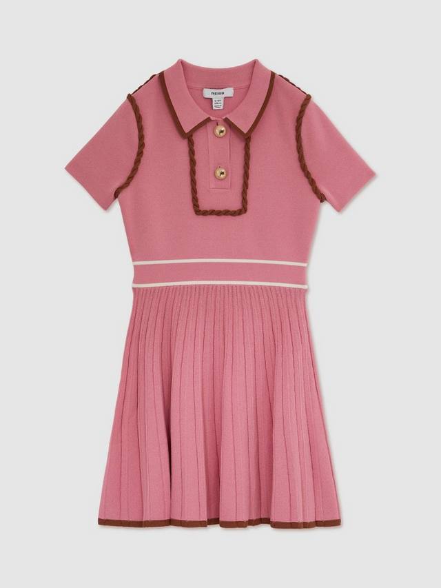 

Детское платье Freeda с короткими рукавами и плиссированной юбкой Reiss, Pink