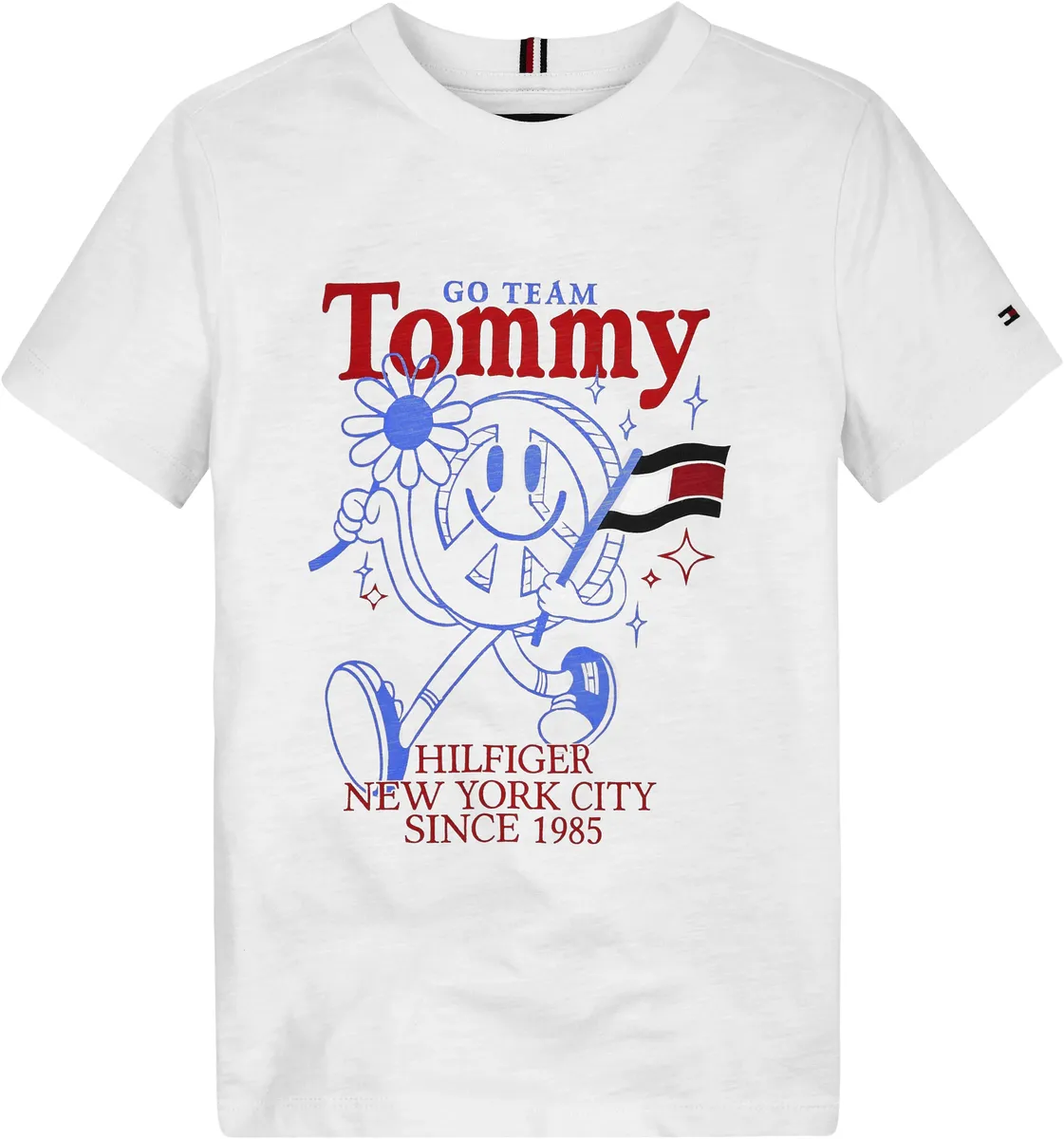 

Футболка Tommy Hilfiger "FUN TEE S/S", детская до 16 лет, с крупным принтом спереди, белый