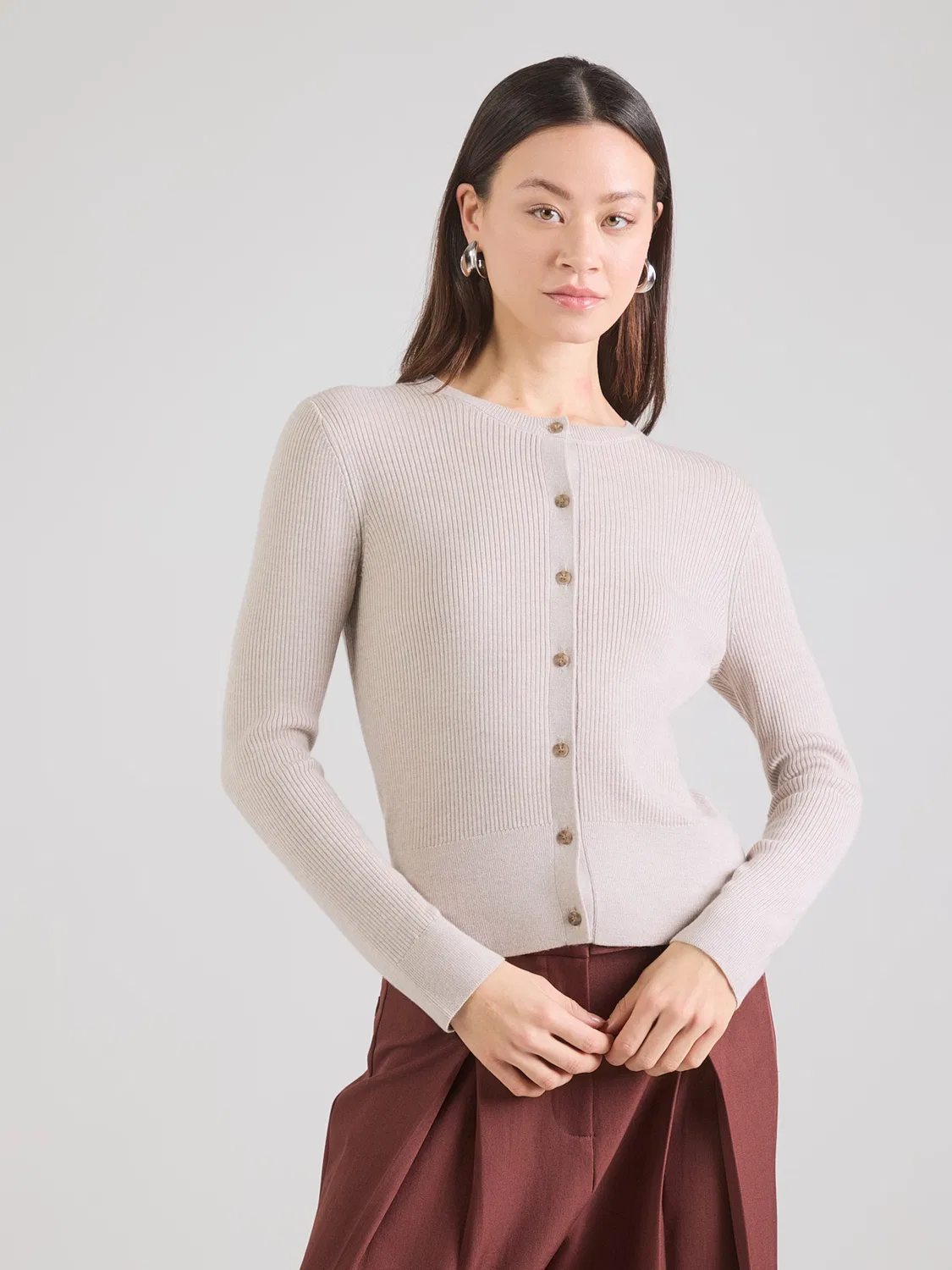 Вязаный кардиган Calvin Klein светло-коричневого цвета — фото 2