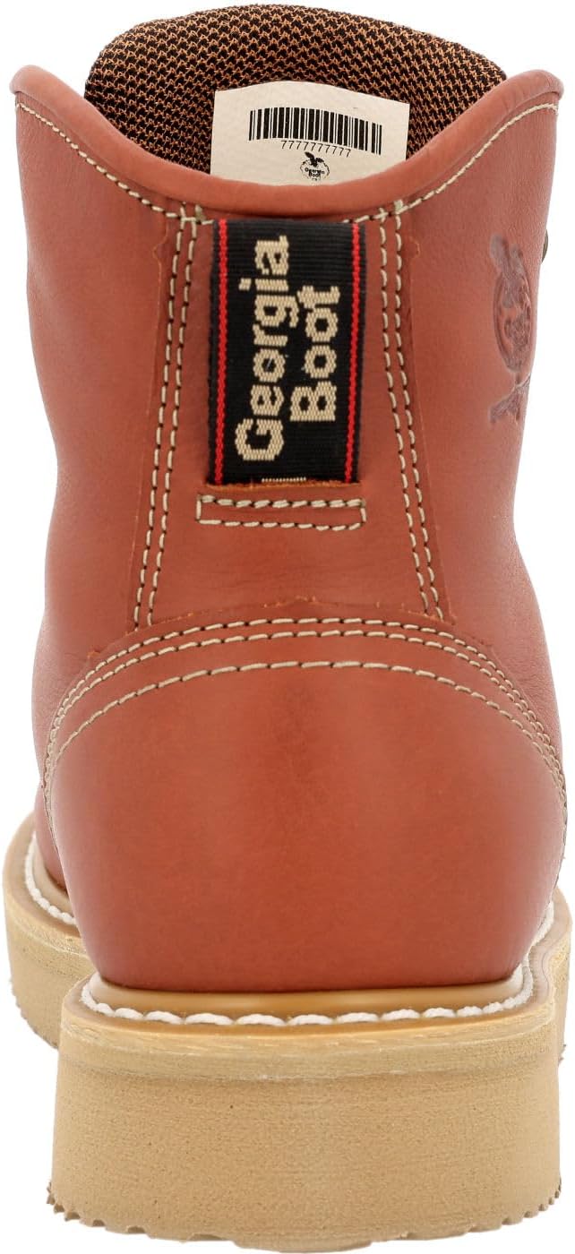 Мужские ботинки Georgia Boot 6 на шнуровке с клиновидной подошвой, дышащие кожаные туфли SPR с противоскользящей и маслостойкой подошвой, удобные ботинки с мягким носком медно-коричневого цвета для мужчин - GB001PRO — фото 4