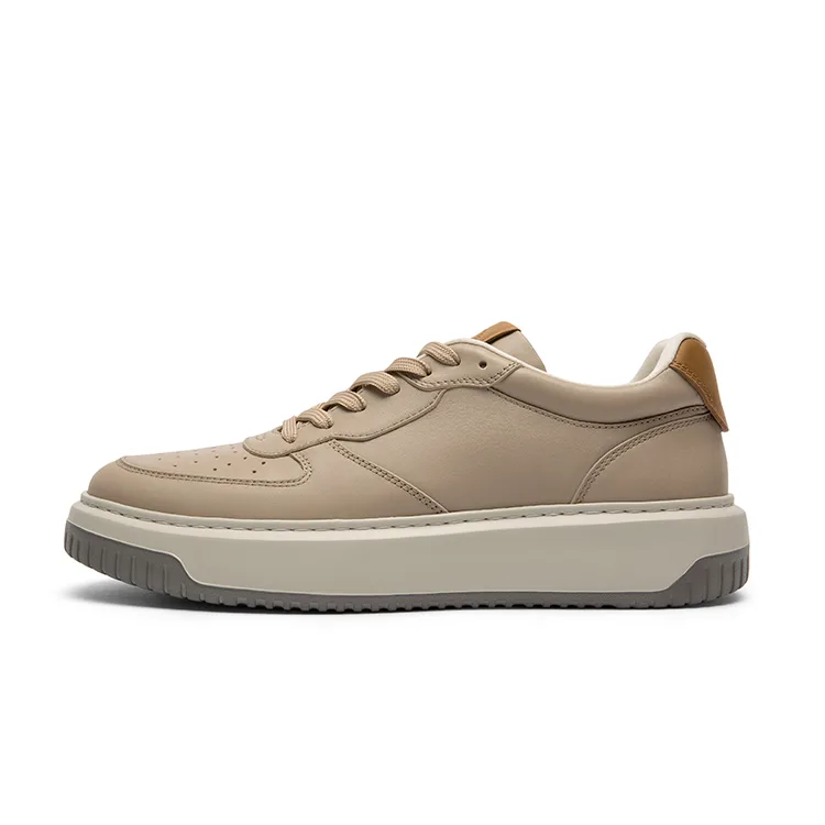 Кроссовки для скейтбординга мужские low top из натуральной кожи с противоскользящей и износостойкой подошвой CROWN, Apricot