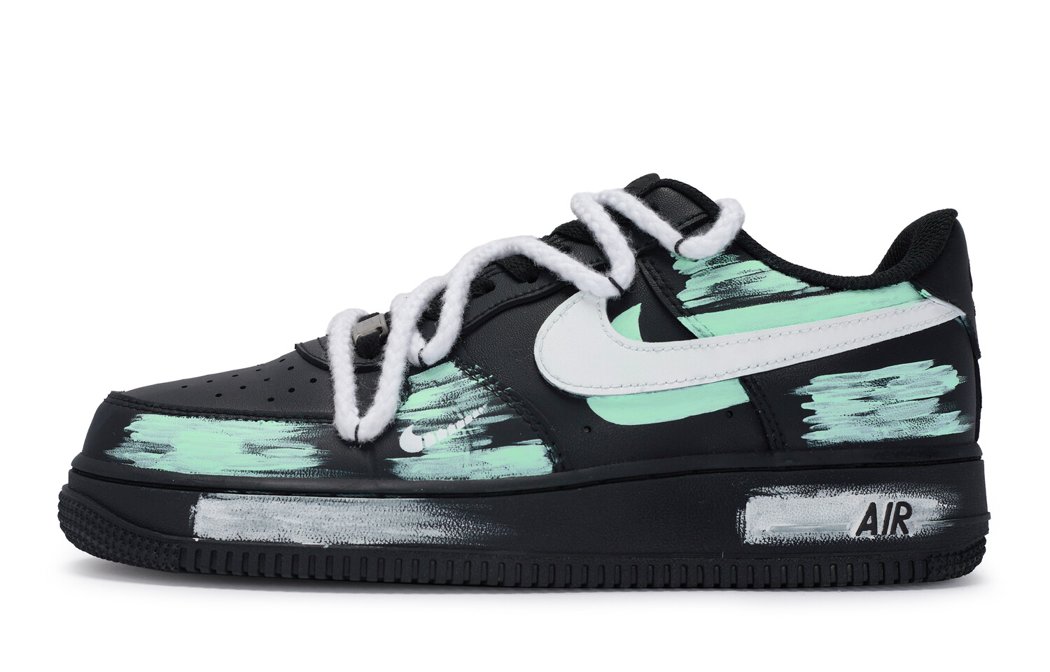 Кроссовки Nike Air Force 1 Skateboarding Shoes Unisex Low-top Cyan, черный — фото 2