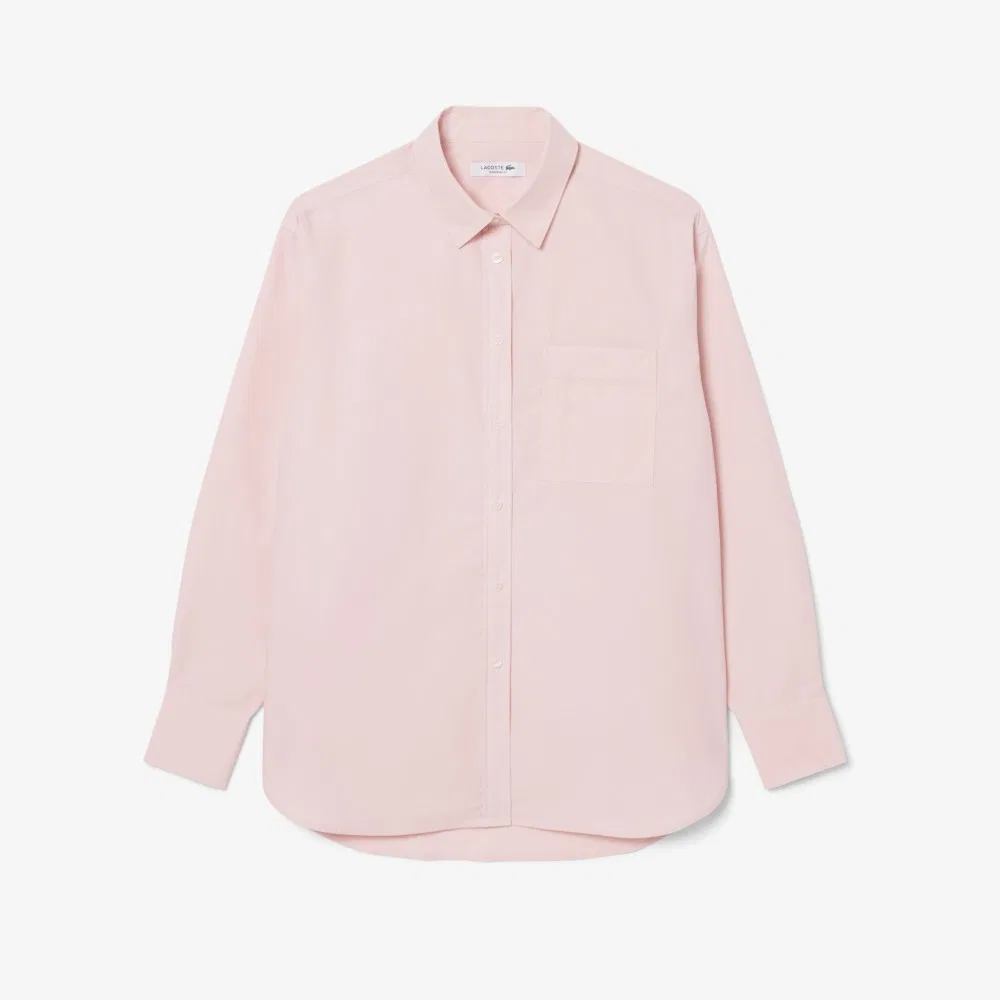 Рубашка Lacoste оверсайз из поплина, светло-розовая