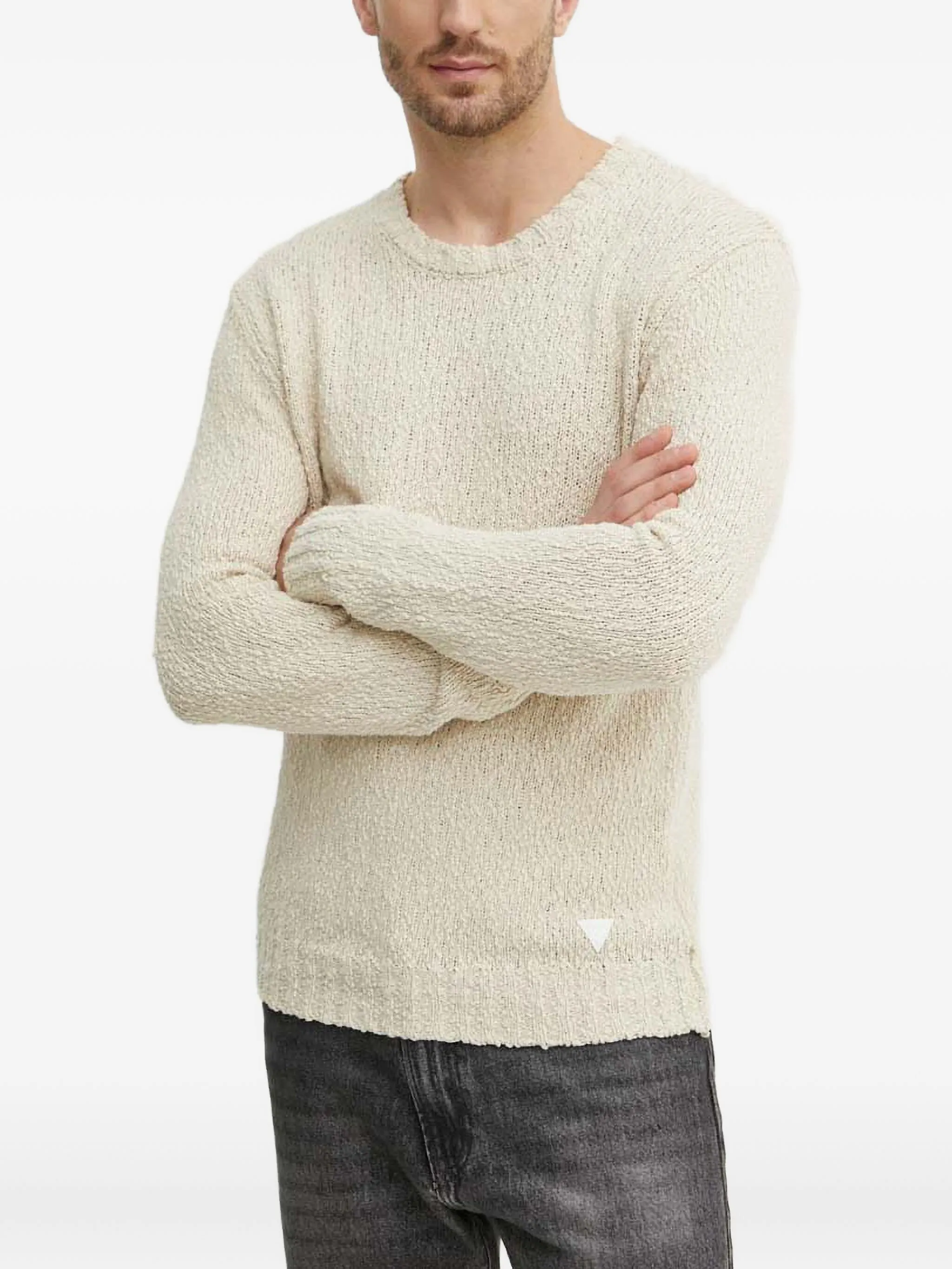 

Фактурный свитер с круглым вырезом Guess Usa, белый