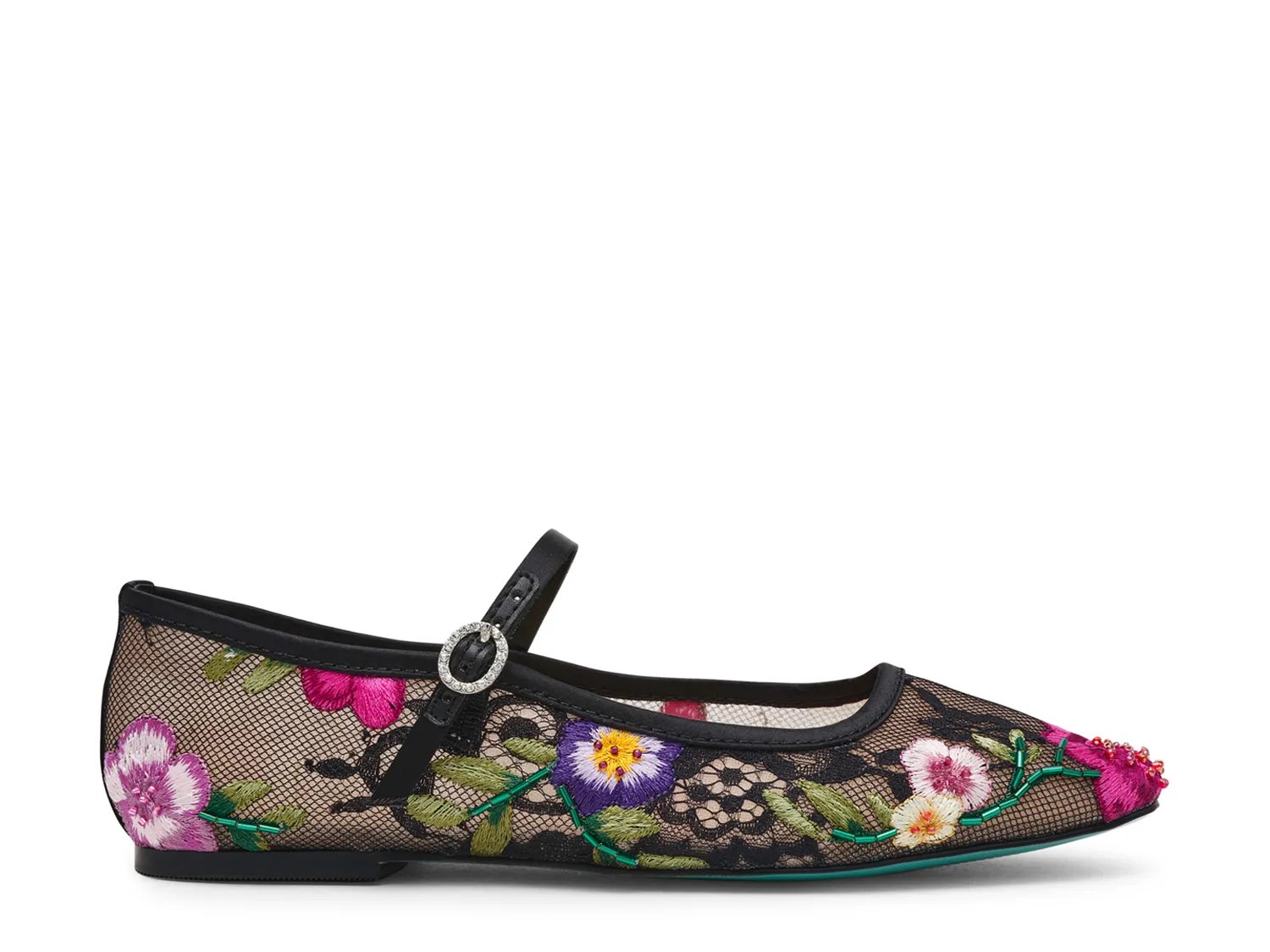Балетки Betsey Johnson Nova Mary Jane Flat, Black/Multicolor Floral Embroidery — фото 4